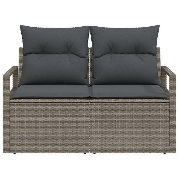 2-personers havnesofa med puder grå poly rattan