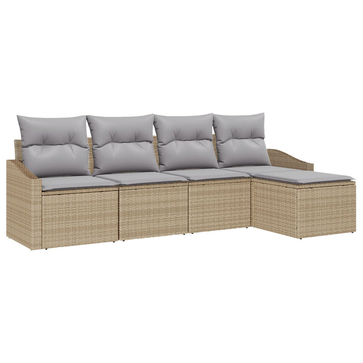Havemøbel Sæt 5-del Beige, Grå Rattan, Polyester Havemøbel