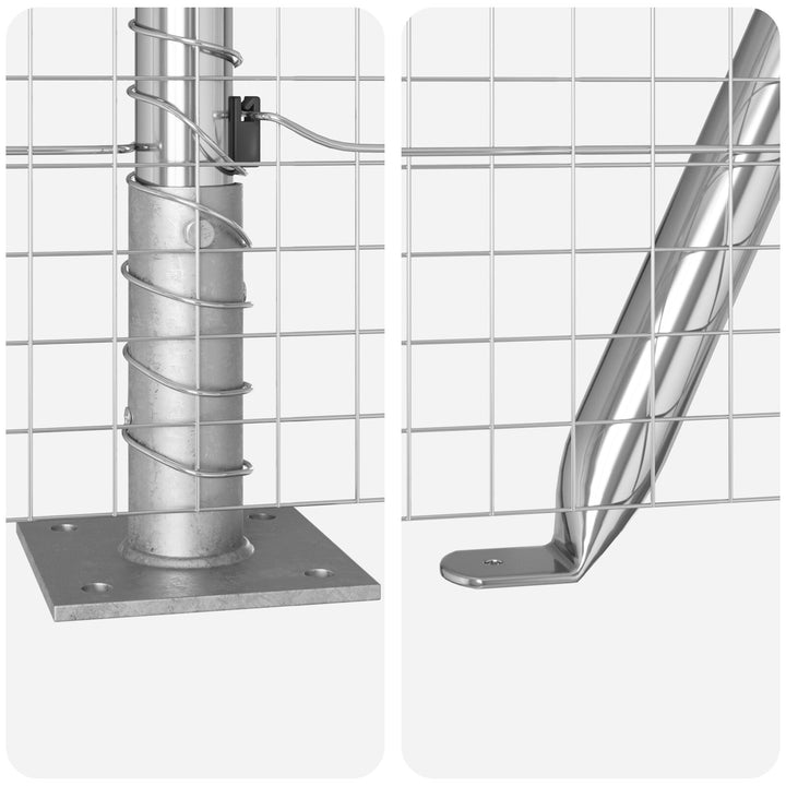 Vremmet trådhegn med 7 flangerede stolper 1.2x10 m galvaniseret stål