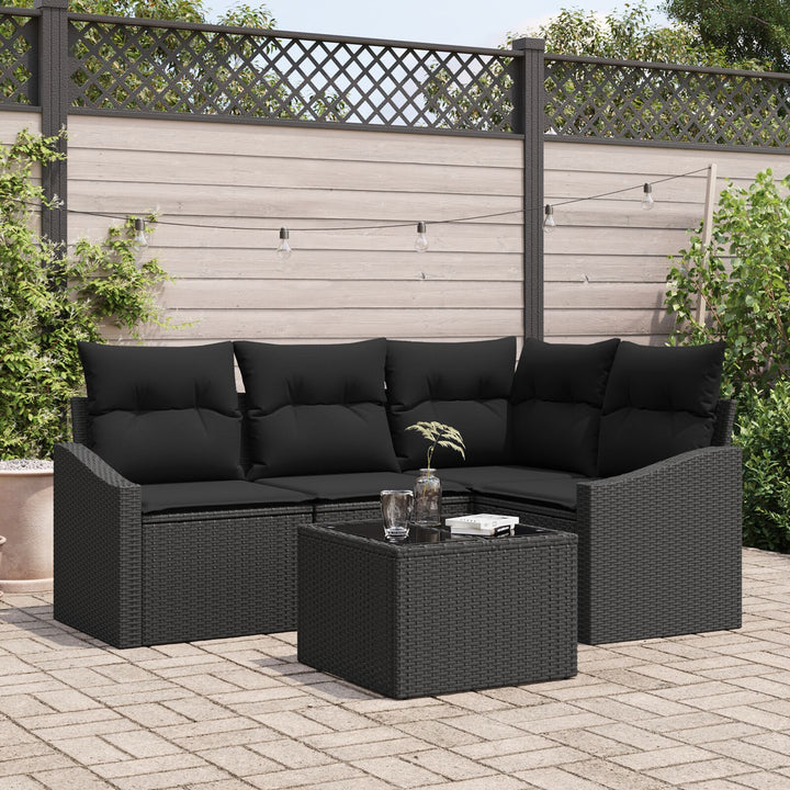 Havemøbel sæt Sæt af 5 Sort Rattan, polyester
