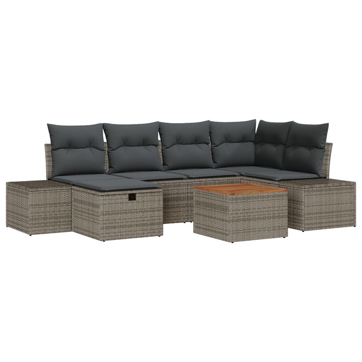 Have Sofa Sæt Sæt af 7 Grå Poly Rattan Udendørs Sofa