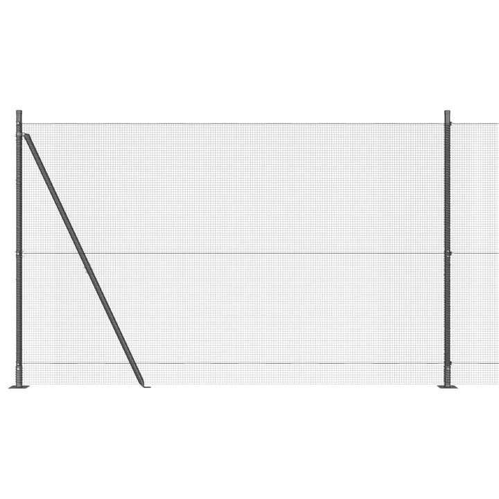 Welded Wire Fence med 13 Flangerede Stolper Grå 1.5x50 m Stål