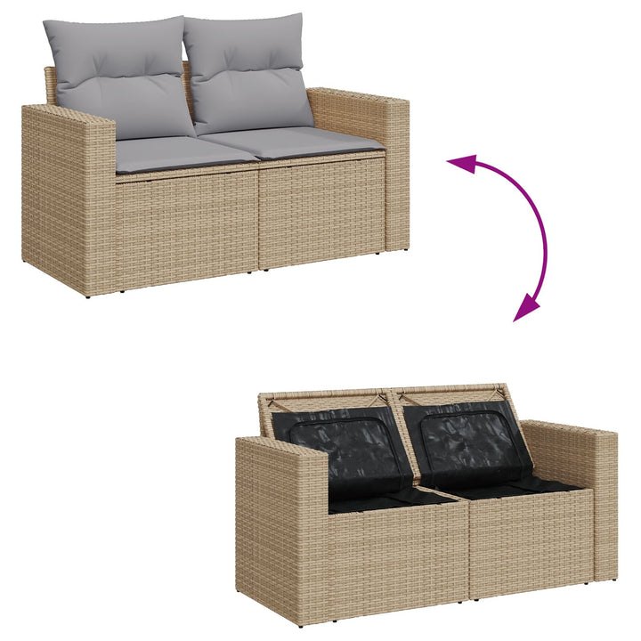 10 Stykker Havemøbel Sæt med Hynder Beige Poly Rattan Akacia, vidaXL 3 Stykker Havemøbel Sæt med Hynder Beige Poly Rattan Akacia
