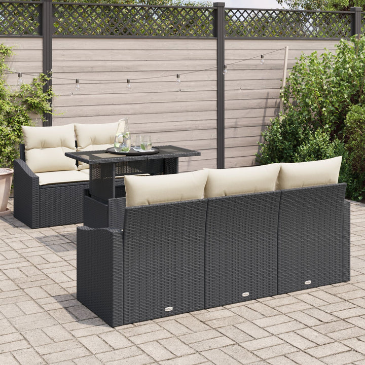 Havesofa sæt Sæt af 6 Sort og creme Rattan og polyester
