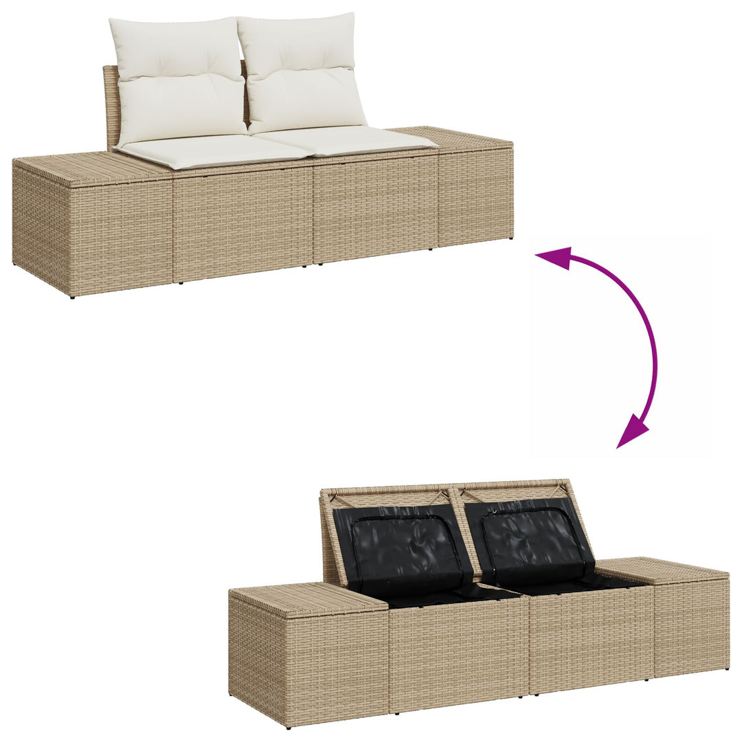 Have sofa sæt Sæt af 8 Beige Poly Rattan 8-del luksus sofa sæt