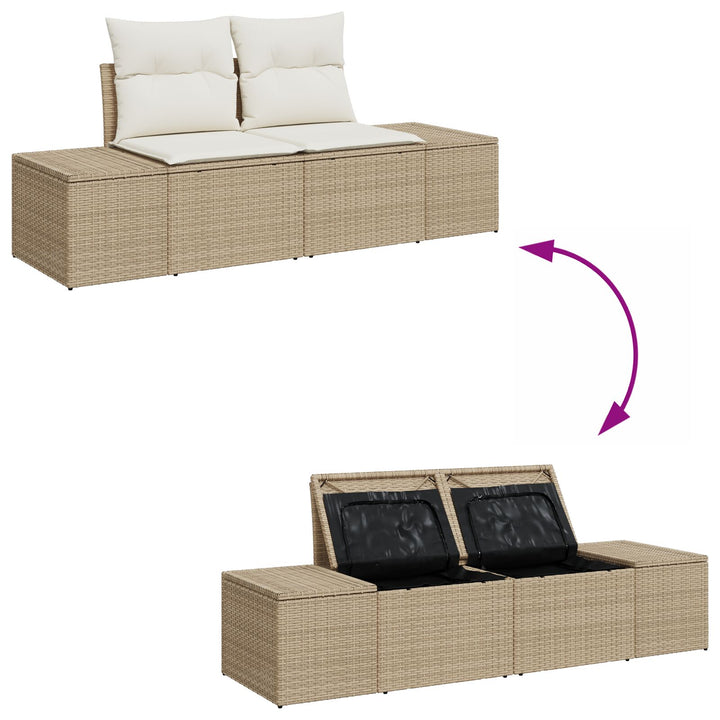Have sofa sæt Sæt af 8 Beige Poly Rattan 8-del luksus sofa sæt