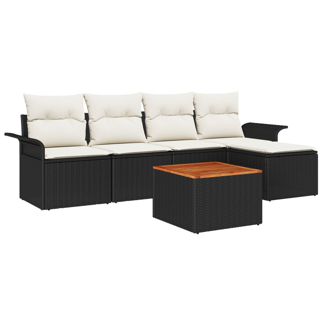 Have Sofa Sæt Sæt af 6 Sort og creme Poly rattan Have Sofa