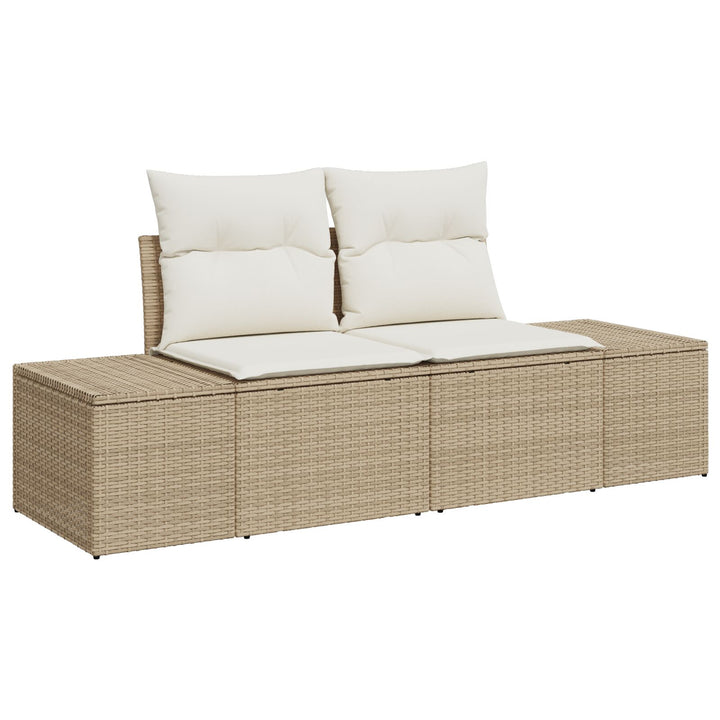 Havemøbel Sæt 10 dele Beige, Lys Brun Rattan, Polyester, Stål