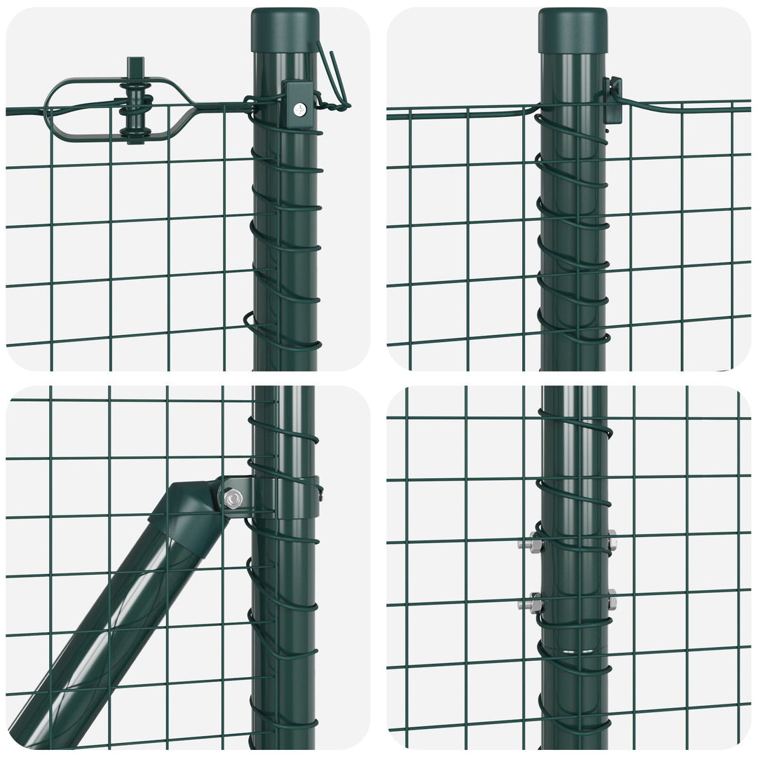 Welded Wire Fence med 7 Flangede Stolper Grøn 1,6x10 m Stål