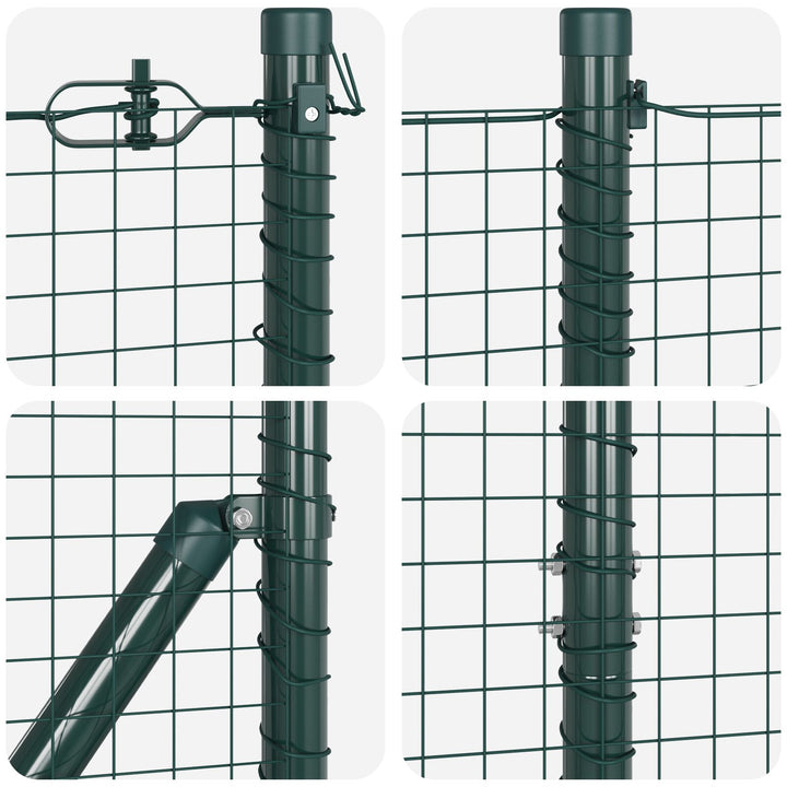 Welded Wire Fence med 7 Flangede Stolper Grøn 1,6x10 m Stål