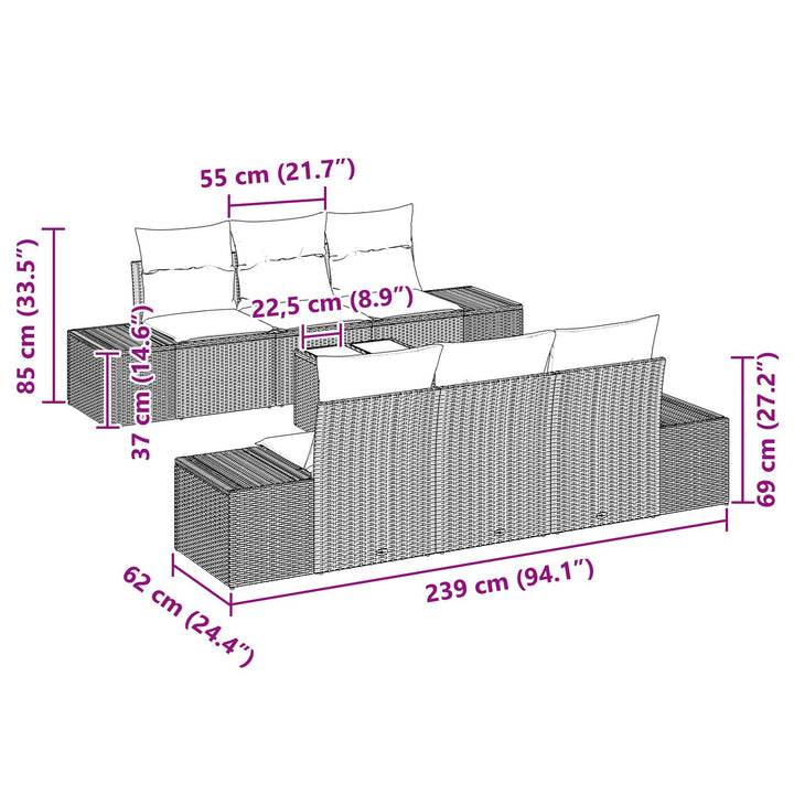 Have Sofa Set Sæt af 7 Lysegrå, Mørkegrå