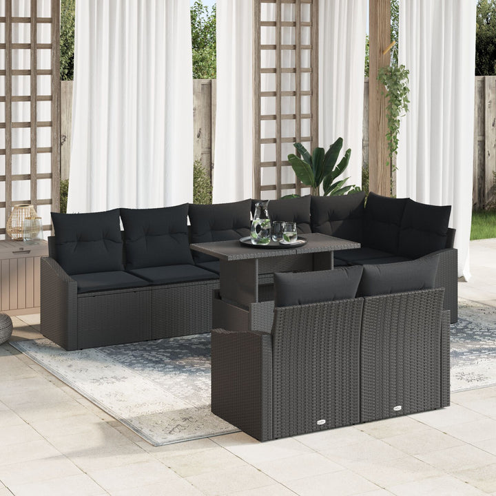 Have Sofa sæt Sæt af 9 Sort Rattan, Metal Have Sofa sæt