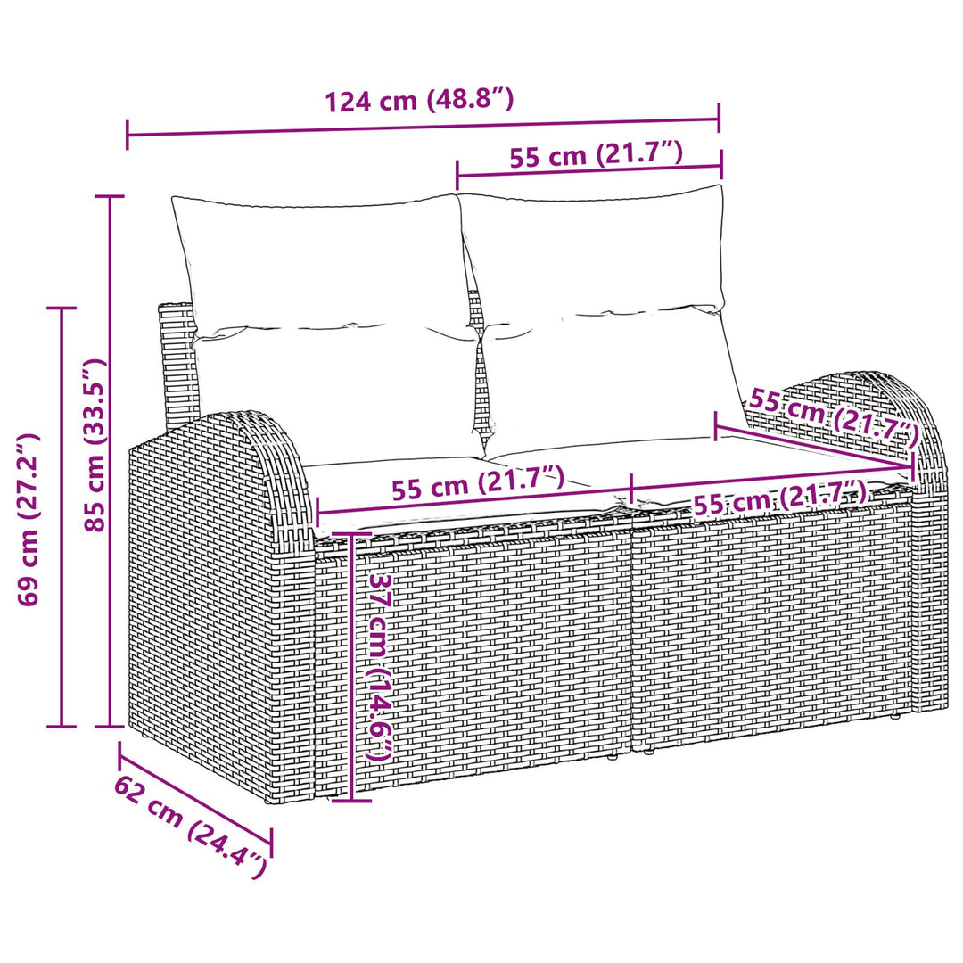 Have Sofa Sæt Sæt af 9 Hvid PE Rattan Have Sofa Sæt Rektangulær