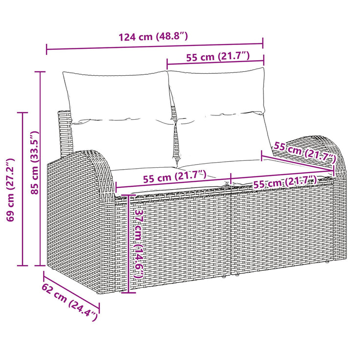 Have Sofa Sæt Sæt af 9 Hvid PE Rattan Have Sofa Sæt Rektangulær