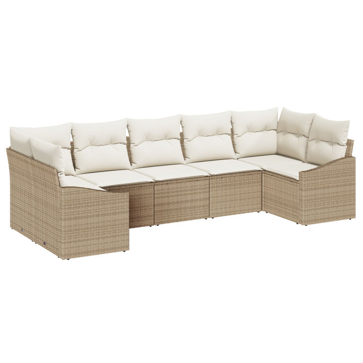 Have Sofa Sæt 7-delt Beige Rattan Have sofa Rektangulær