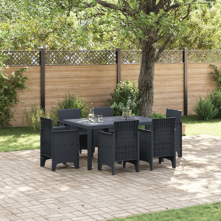 7 dele Have spisebord Anthracite Poly Rattan