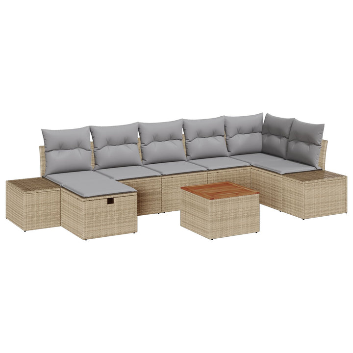 Have Sofa Sæt 8 Delt Lys Grå, Brun PE Rattan, Polyester, Stål