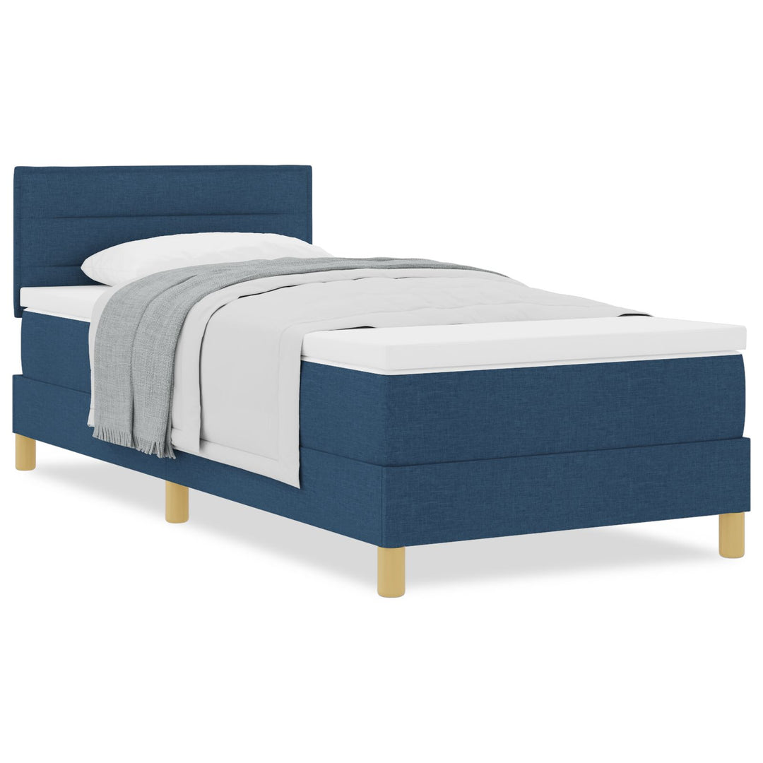 Blå Box Spring Seng med Madras 90x190 cm Stof