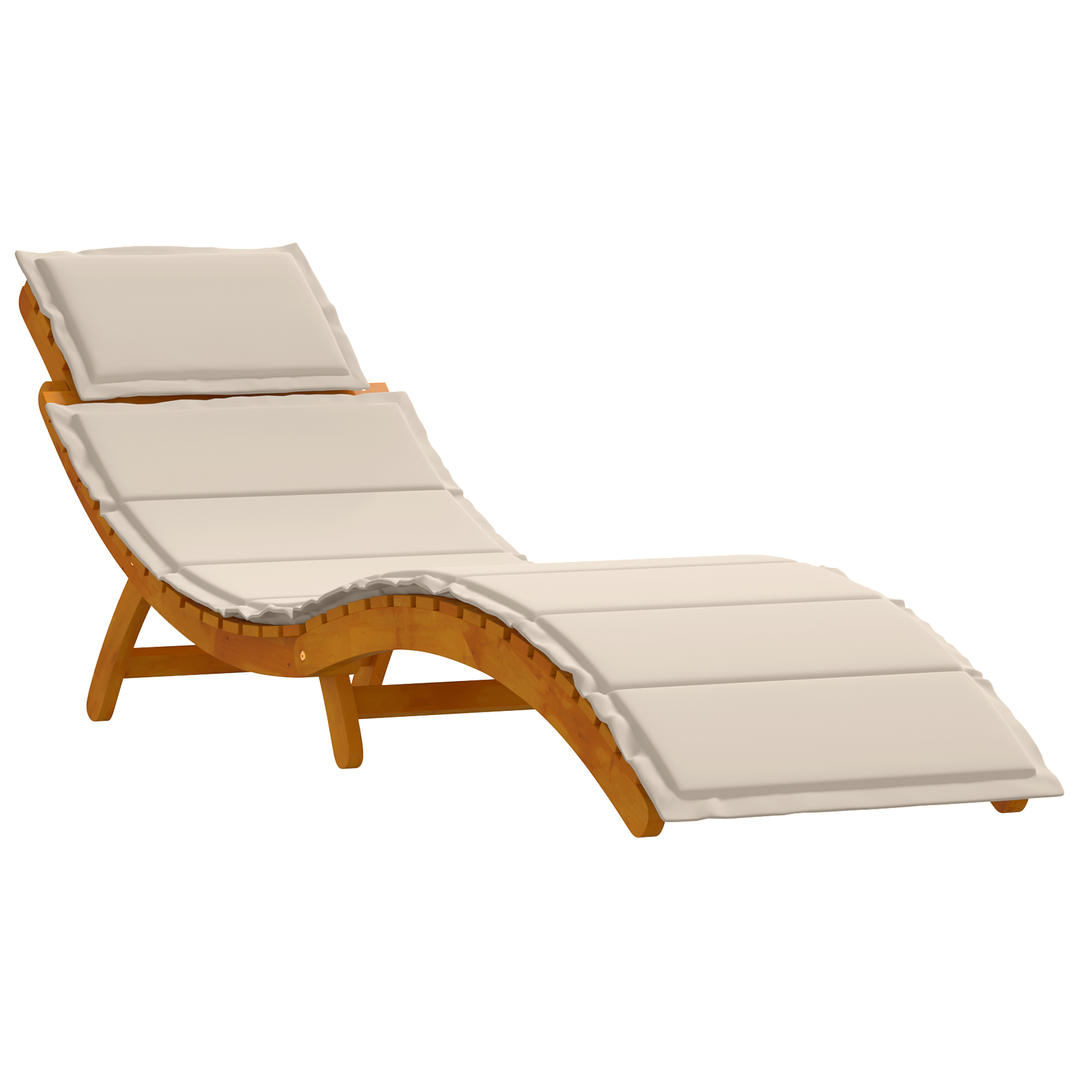 Liggestol med pude 2 pcs Hvid 184 x 55 x 64cm Massivt akacietræ