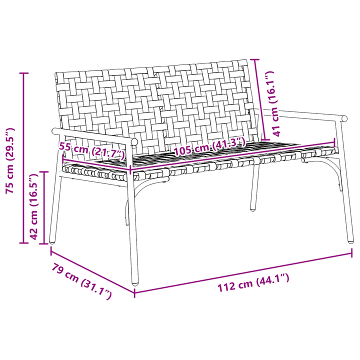 Have Stol Sort 113 x 79 x 75cm polyrattan