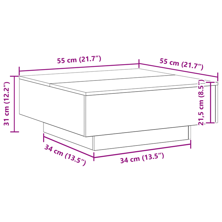 Sofabord Sort eg 80 x 80 x 31 cm Konstrueret træ